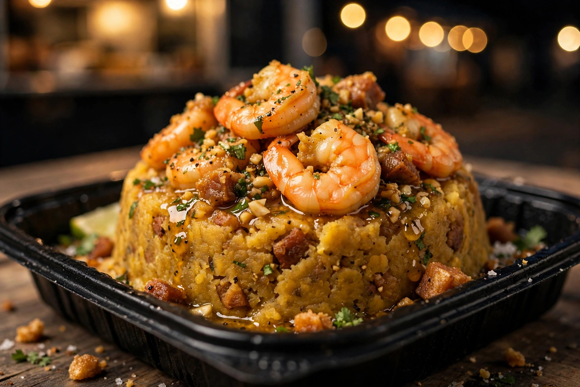 Mofongo de camarones at Delicias Callejeras food truck